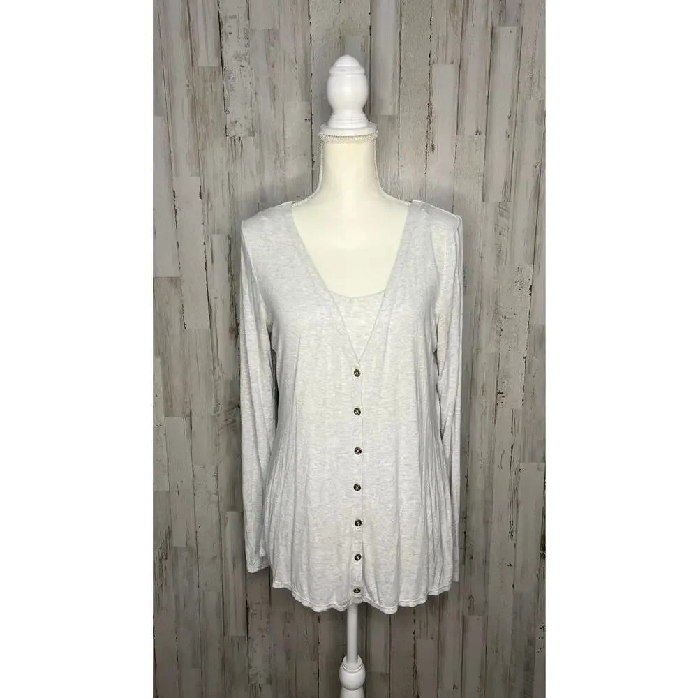 Lilly Pulitzer Women's Gray‎ V-Neck Cardigan & Tank Top Set Size Large